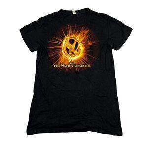 Hunger Games 2012 Movie Promo Graphic Double Sided Tee T-Shirt Black Womens XL